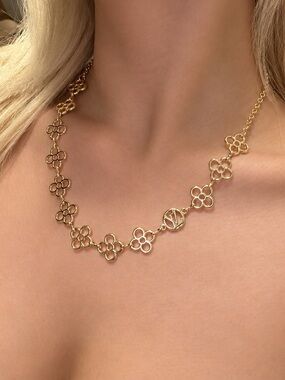 Louis Vuitton Gold Floral Link Necklace